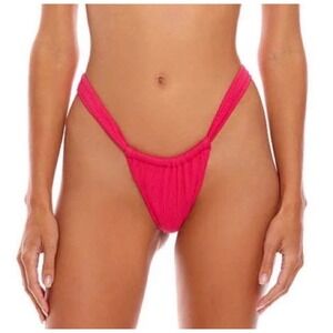 Agua Bendita Elsa Bikini Bottom Womens XL Pink Luau Ruched High Cut Swim NWT